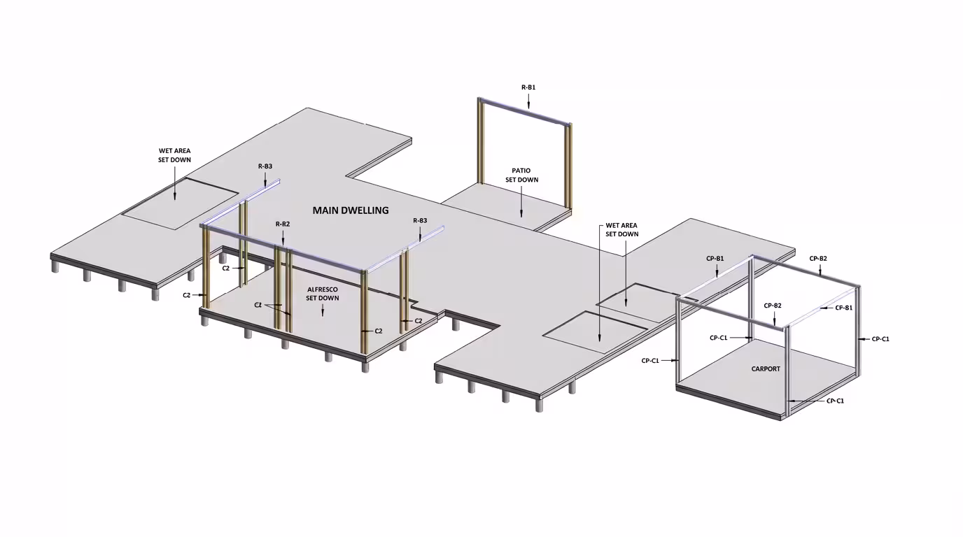 Proposed Dwelling Slab & Carport - 3D View