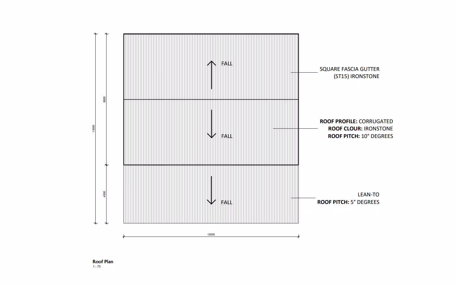 Roof Plan with fall directions